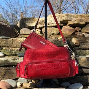 Burberry red leather satchel